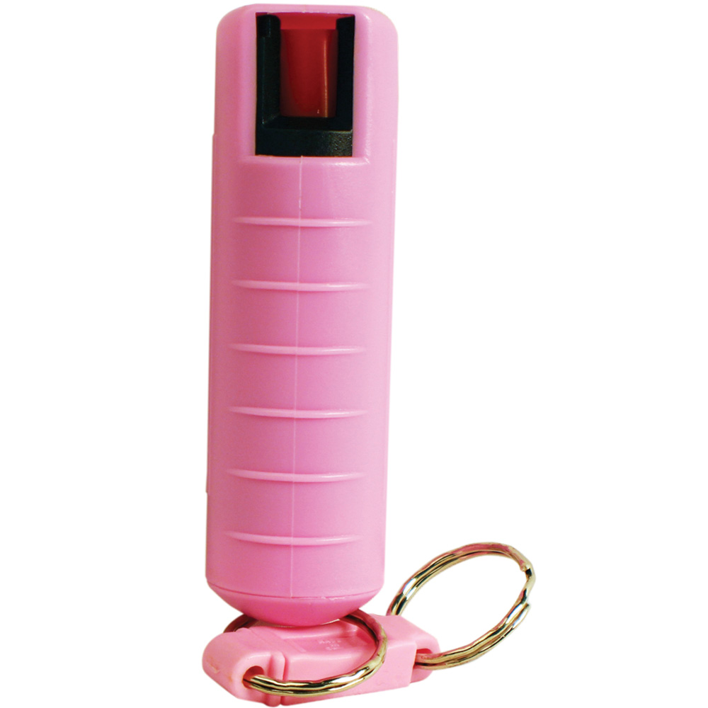 Pepper Shot 1.2% MC 1/2 oz pepper spray hard case belt clip and quick release keychain pink view 4